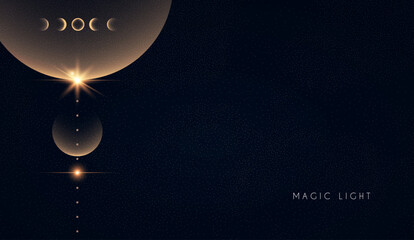 Wall Mural - magic and mystery light effect. sacred isoteric glow. cosmos, star and space transparent design.