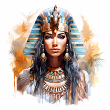 Illustration Of The Royal Person Of Egypt In Traditional Costume