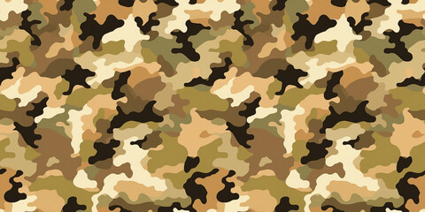 Earth tones camouflage seamless pattern. Camoprint fabric textile print. Mosaic military background.