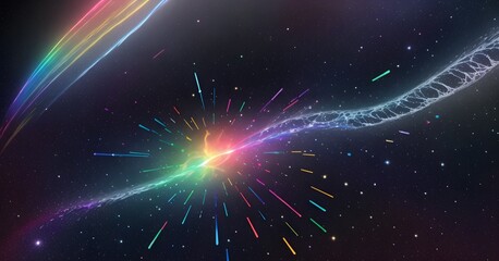 Wall Mural - abstraction of 3d colors of the colors of the rainbow against the background of space, AI generation