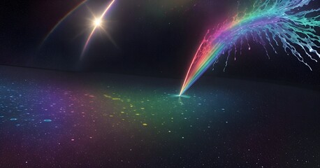 Wall Mural - abstraction of 3d colors of the colors of the rainbow against the background of space, AI generation
