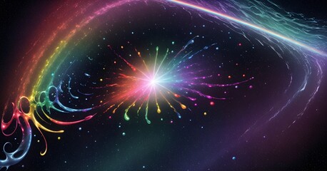 Wall Mural - abstraction of 3d colors of the colors of the rainbow against the background of space, AI generation