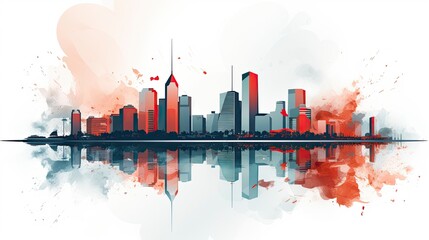 Wall Mural - City Skyline Central Business District, office Building, Generative AI