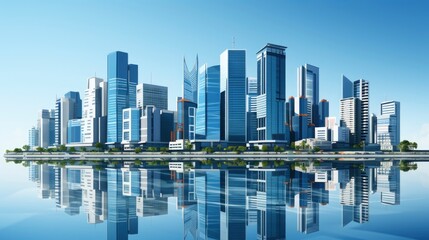 Wall Mural - City Skyline Central Business District, office Building, Generative AI