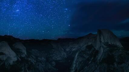 Wall Mural - Yosemite National Park Milky Way Galaxy Above Glacier Point Half Dome Pan L Sierra Nevada Mountains California USA