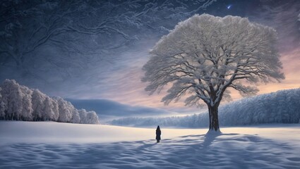 Wall Mural - winter landscape with trees
