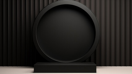 Wall Mural - black round arch podium pedestal presentation of a new product studio sale on black friday