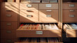 Open drawers filled with paper and files. Generativ AI.