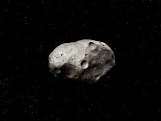 Wall Mural - near-earth asteroid isolated. surface of large meteorite with craters. astrophotography of a celesti
