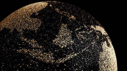 Wall Mural - Glitter Earth Close Up on black background