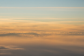 Wall Mural - Panorama of the evening sky sunset gradient from warm to cold color