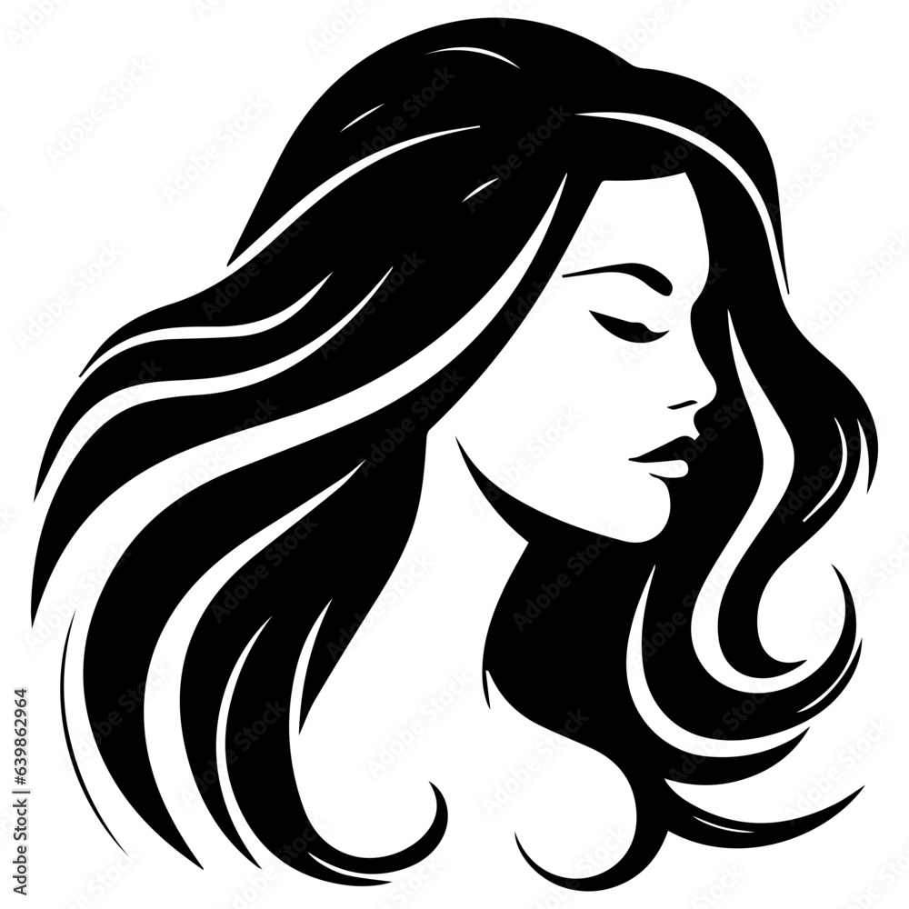 Beauty saloon logo and Woman face and hair logo vector Stock Vector ...