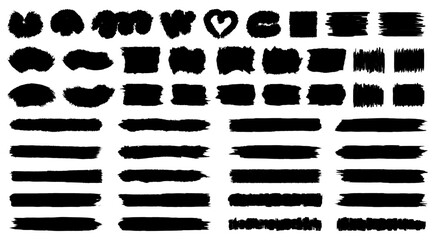 brush stroke set isolated, wavy and swirled brush strokes pattern, bold curved lines and squiggles m