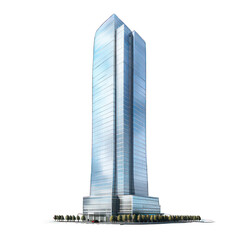 Wall Mural - Modern skyscraper isolated on white created with Generative AI