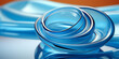 Wunderschöne abstrakte Glas Schale in blau türkis Nahaufnahme in Querformat als Banner, ai generativ