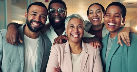 Wall Mural - Happy, team building and portrait of business people in office for diversity and collaboration. Smile, confident and professional woman manager with group of creative designers in modern workplace.