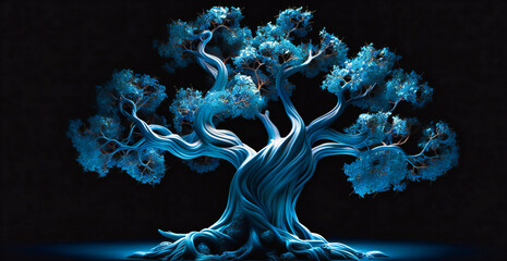 Against a dark backdrop, a brain gives rise to a tree of neurons, symbolizing the roots of cognition and growth.