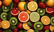 Fruity background of berries and citrus.