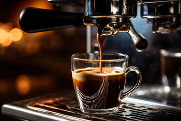 Coffee pouring from espresso machine