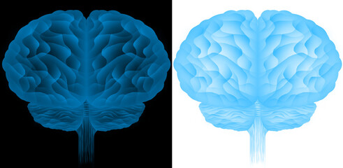 Poster - brain human blue glow futuristic hologram or holographic design, artificial intelligence concept with transparent background