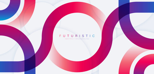 Wall Mural - Abstract futuristic background with white circle shape. Modern gradient geometric shape graphic element. Future technology concept. Banner template design. Vector illustration