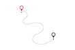 Route icon - two points with dotted path and location pin. Route location icon two pin sign and dotted line.