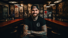 A Male Tattoo Artist At A Tattoo Parlor