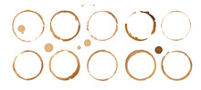 Vector Coffee Cup Stains, Isolated On White Background, Tea Ring Stamps Illustration