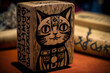Würfel mit Katze und Hieroglyphen