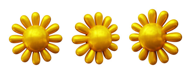 Poster - Set of sun shape with rays design isolated on transparent background for Summer, weather, nature, space concept