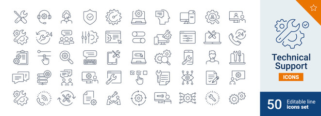 Aufkleber - Technical icons Pixel perfect. Setup, repeart, business, ....