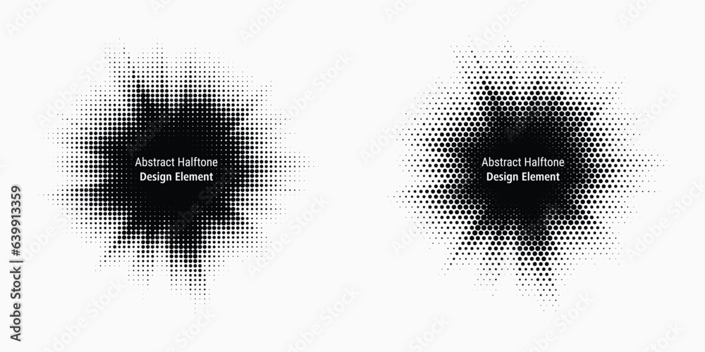 Halftone circle frame background set. Round border Icon using halftone ...