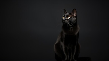 Wall Mural - black cat on black background