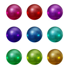 Fototapete - Set of round shape sphere ball or button in 3d rendering isolated on transparent background for decoration and design element concept.