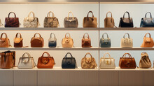 Variety Of Different Styles And Sizes Of Handbags In A Boutique
