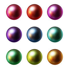 Fototapete - Set of round shape sphere ball or button in 3d rendering isolated on transparent background for decoration and design element concept.