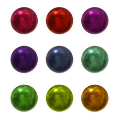 Fototapete - Set of round shape sphere ball or button in 3d rendering isolated on transparent background for decoration and design element concept.