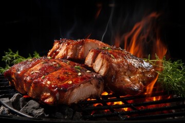 Wall Mural - Christmas food, baked pork. Preparing for a festive dinner. Merry christmas and happy new year concept.