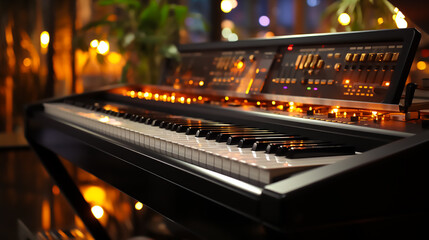 Sticker - Digital piano keyboard in a realistic environment,