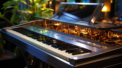 Sticker - Digital piano keyboard in a realistic environment,