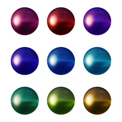 Fototapete - Set of round shape sphere ball or button in 3d rendering isolated on transparent background for decoration and design element concept.