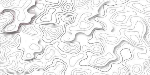 Fototapete - Topographic map. Geographic mountain relief. Abstract lines background. Topo contour map on white background, Topographic contour lines vector map seamless pattern vector  illustration.