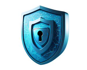 Poster - Cyber security and data protection of private information. Locks of blue shield concept. AI Generative