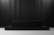 Empty black streaked podium for showing 3D rendering