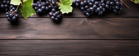 Sticker - black grapes on the wooden background. Generative Ai