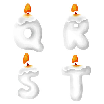 English alphabet candle Q,R,S,T. Halloween.