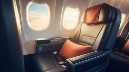 seat business class in the airplane