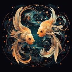 Wall Mural - Pisces zodiac sign.