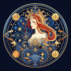 Wall Mural - Pisces zodiac sign.