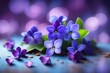 Gorgeous purple flowers, showing support for International Women's Day on March 8th, are presented with a vibrant and slightly unfocused background.. Creative resource, AI Generated
